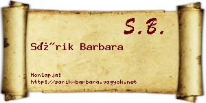 Sárik Barbara névjegykártya