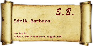 Sárik Barbara névjegykártya